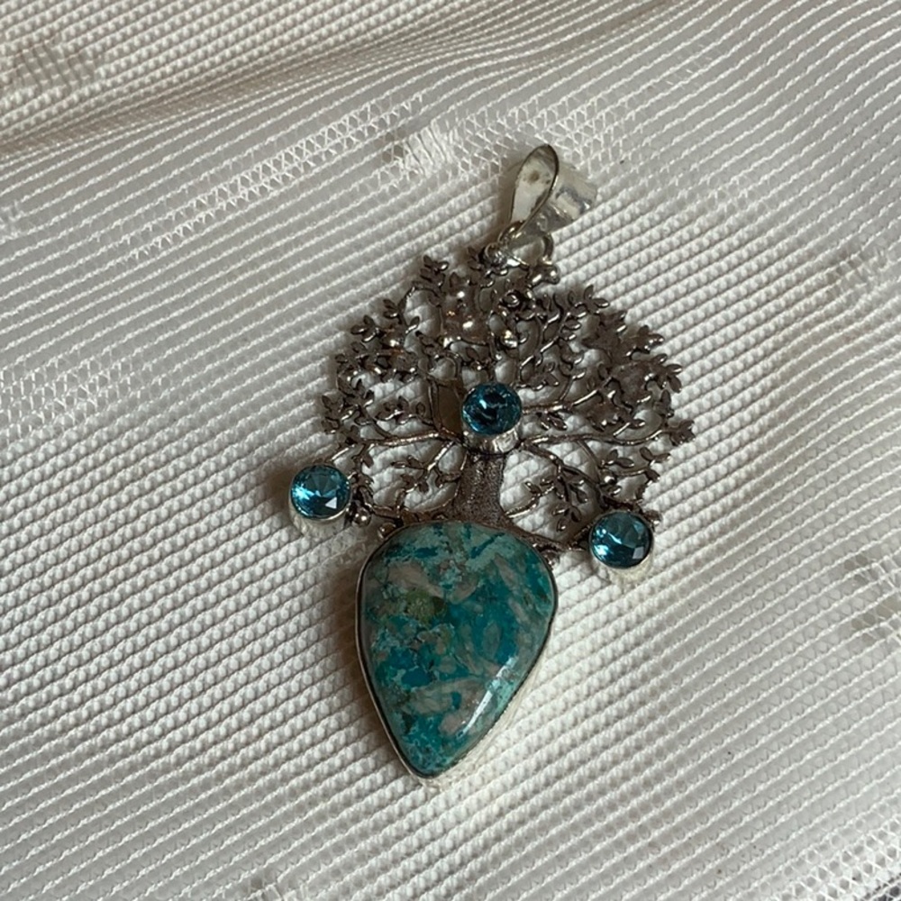 Silver and Blue Tree of Life Pendant